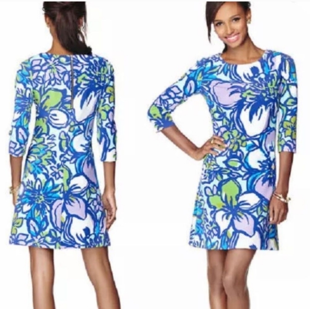 LILLY PULITZER CHARLENE DRESS SPECTRUM BLU CATWALK SIZE LARGE